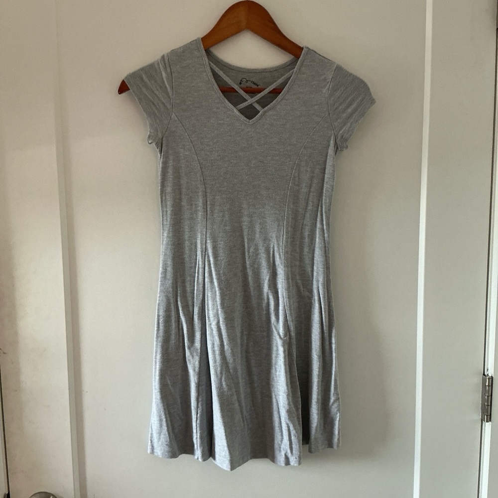 Art Class Heather Gray Crisscross V-Neck Top